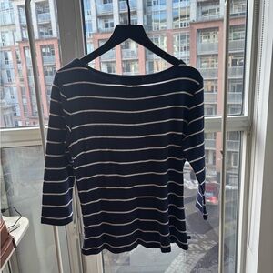 Ralph Lauren | Navy and White Striped Long Sleeve Top